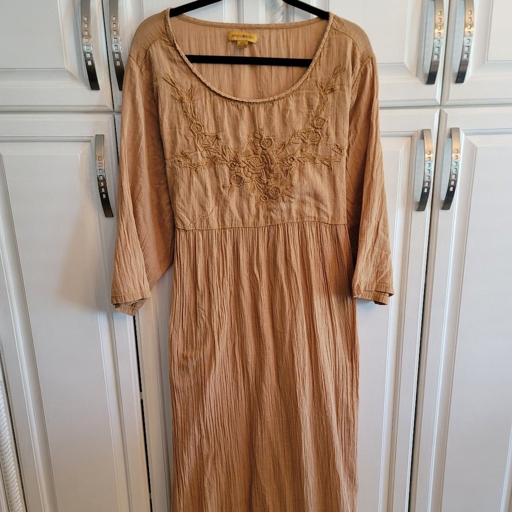 VINTAGE APRIL CORNELL BRIANNA GAUZE COTTON DRESS 70'S GOLDENROD SIZE W2